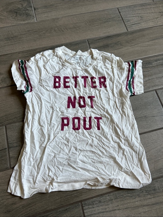 Sol Angeles Tops - Sol Angeles White Short Sleeve Tee with Pink Text and Green Stripe Accents
